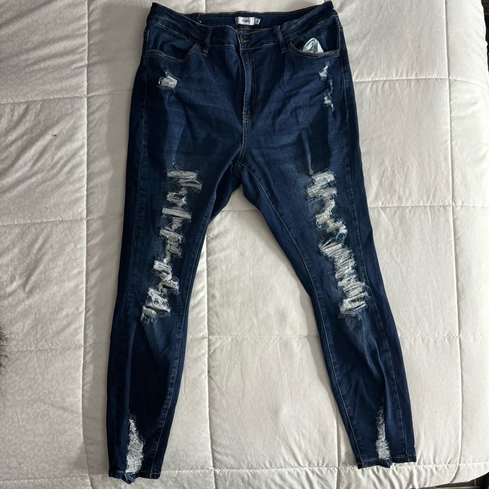 Rue21 Distressed Skinny Dark Denim Jeans